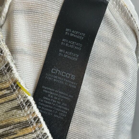 Chicos Travelers Pants Size 2 Large Slinky Knit L Elastic Waist Yellow Bohemian - Picture 6 of 6